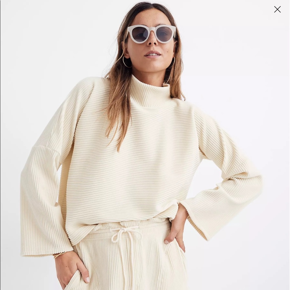 Madewell Texture & Thread Velour Corduroy Mockneck Top